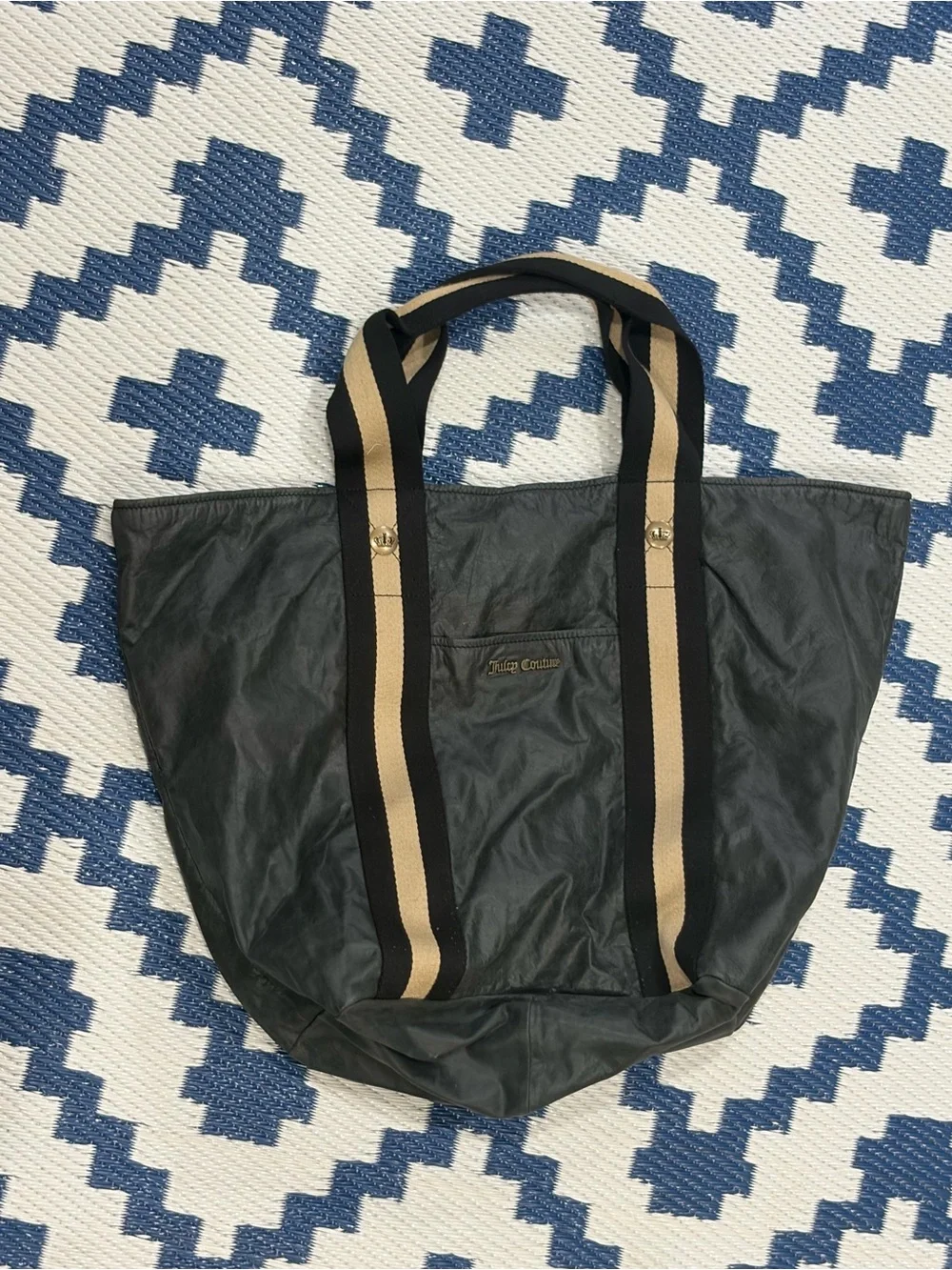 Vintage Juicy Couture Black Leather Tote Bag